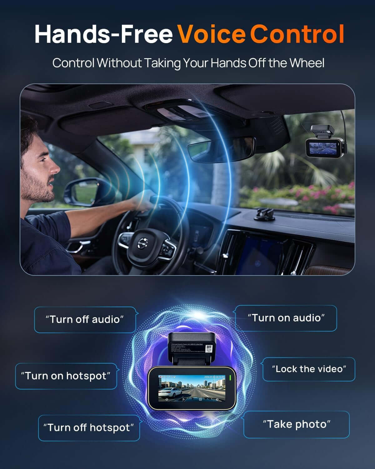 A810 Lite 4K Dash Cam Front and Rear, 5Ghz Wi-Fi 6 Dashcam, Car Camera 4G LTE Remote Access, GPS Tracking, HDR Night Vision, 24H Parking Mode, Voice Control, Emergency Lock, Loop Recording