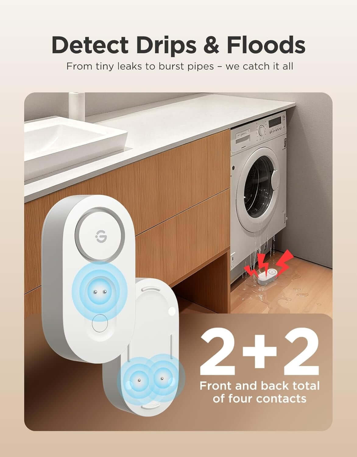 Upgraded Smart Water Leak Detector 1S with 1804 Ft Ultra-Long Range, Wifi Water Sensor with Sms/Email/App Push and Sound Alarm, 5-Year Battery Life, Suit for Home, Basement, Kitchen, 3 Pack