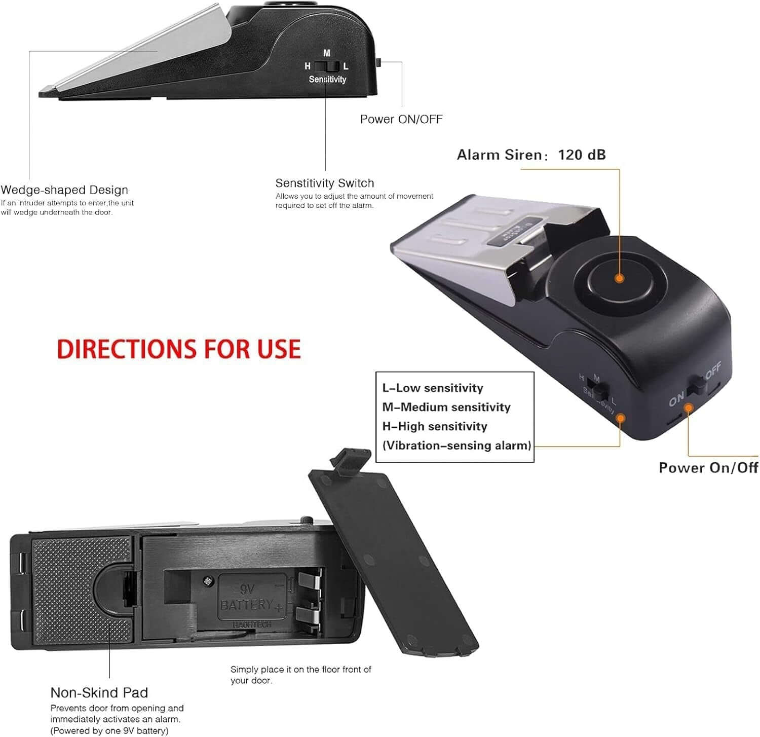 Portable door lock and door stop alarm for immediate protection