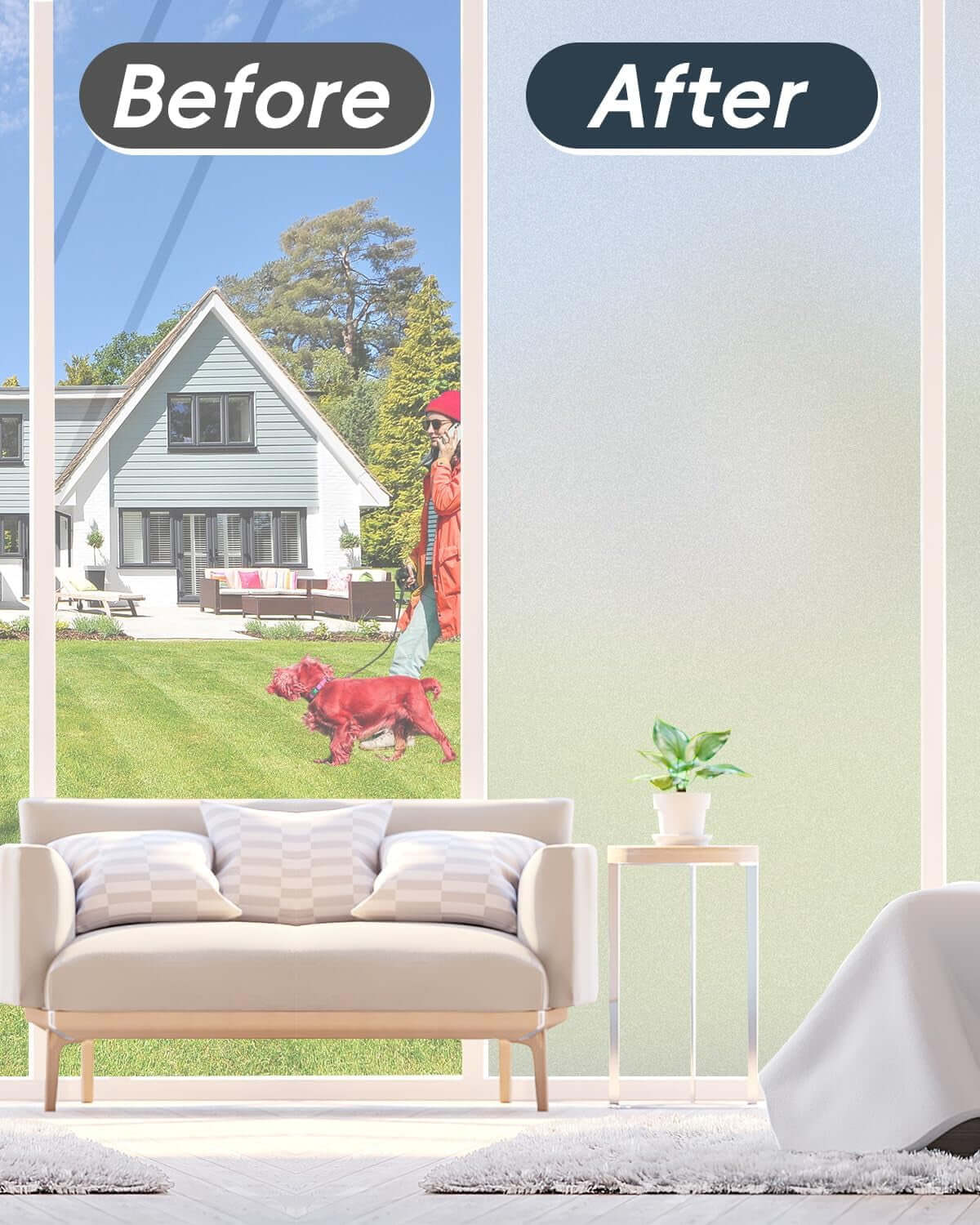 Frosted glass window privacy film – stylish frosted design for privacy