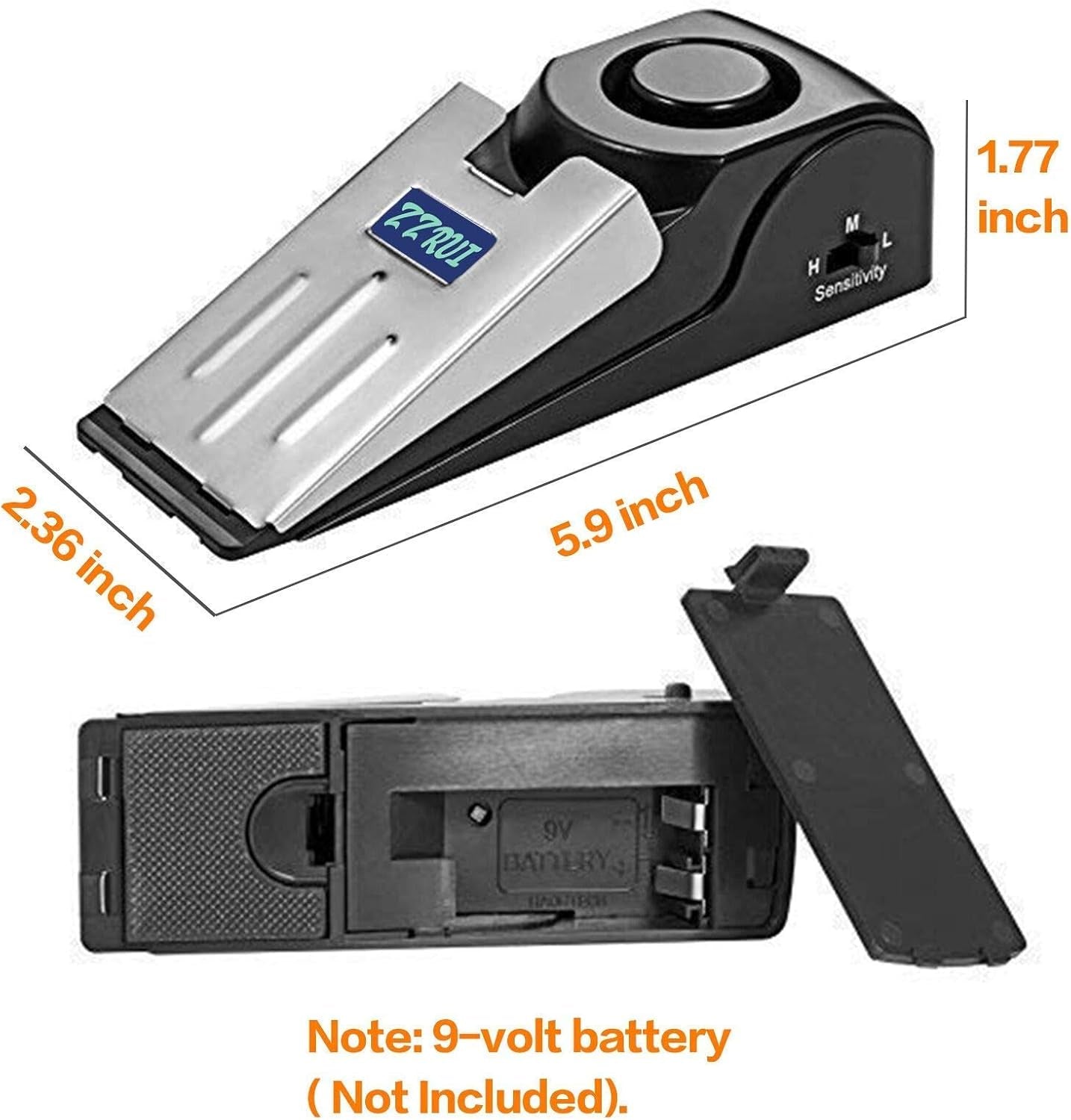 2 Pack Door Stop Alarm with 120Db Siren, Wedge Door Stopper Security Device for Travel, Apartment, Hotel, Home – Portable Anti-Theft Floor Alarm for Entry Alert & Self Defense, Black