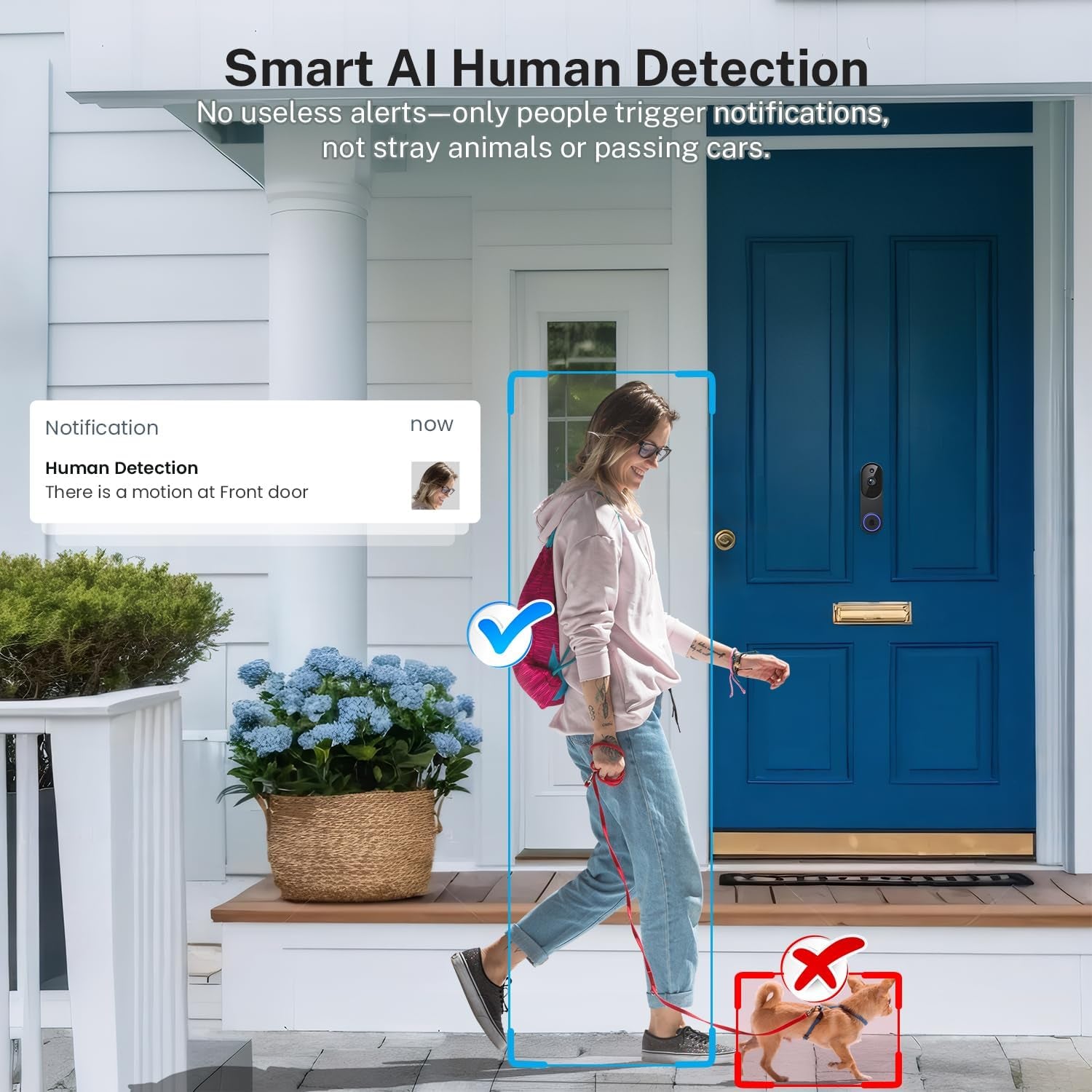 Wi-Fi wireless video doorbell monitoring visitors at the front door