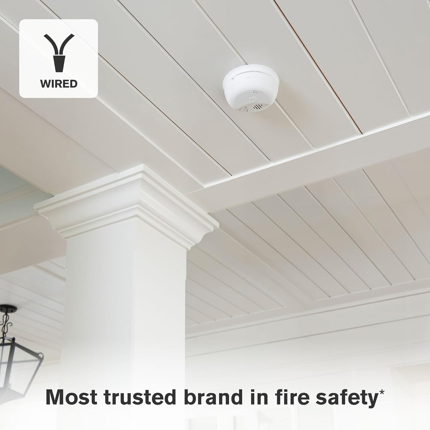Hardwired smoke and carbon monoxide alarm system installed in hallway for emergency warning protection