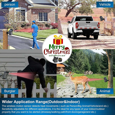Driveway Alarm- 1/2 Mile Long Range Wireless Driveway Alarm Weather Resistant Motion Sensor&Detector-Diy Security Alert System-Monitor&Protect Outdoor/Indoor Property - 1 Receiver and 1 Sensor
