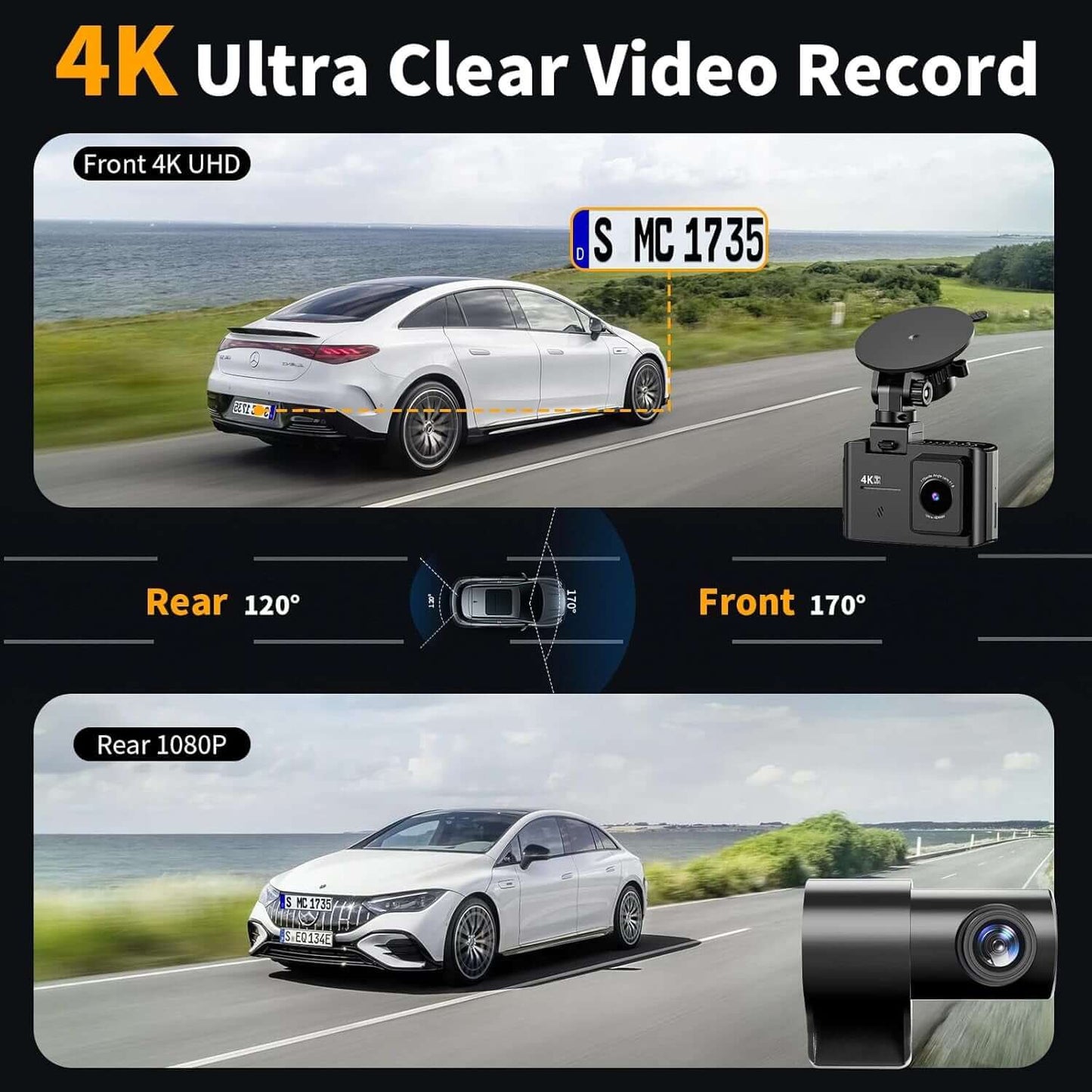 4K Dash Cam featuring 5GHz Wi-Fi and app control