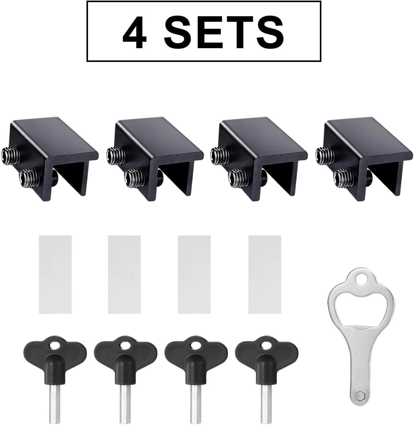 Window Locks,4 Pack Sliding Window Locks with Key for Vertical & Horizontal Sliding Windows Doors,Easv to Install,Adjustable Security Window Lock for Patio Bedroom Home and Office (Black)