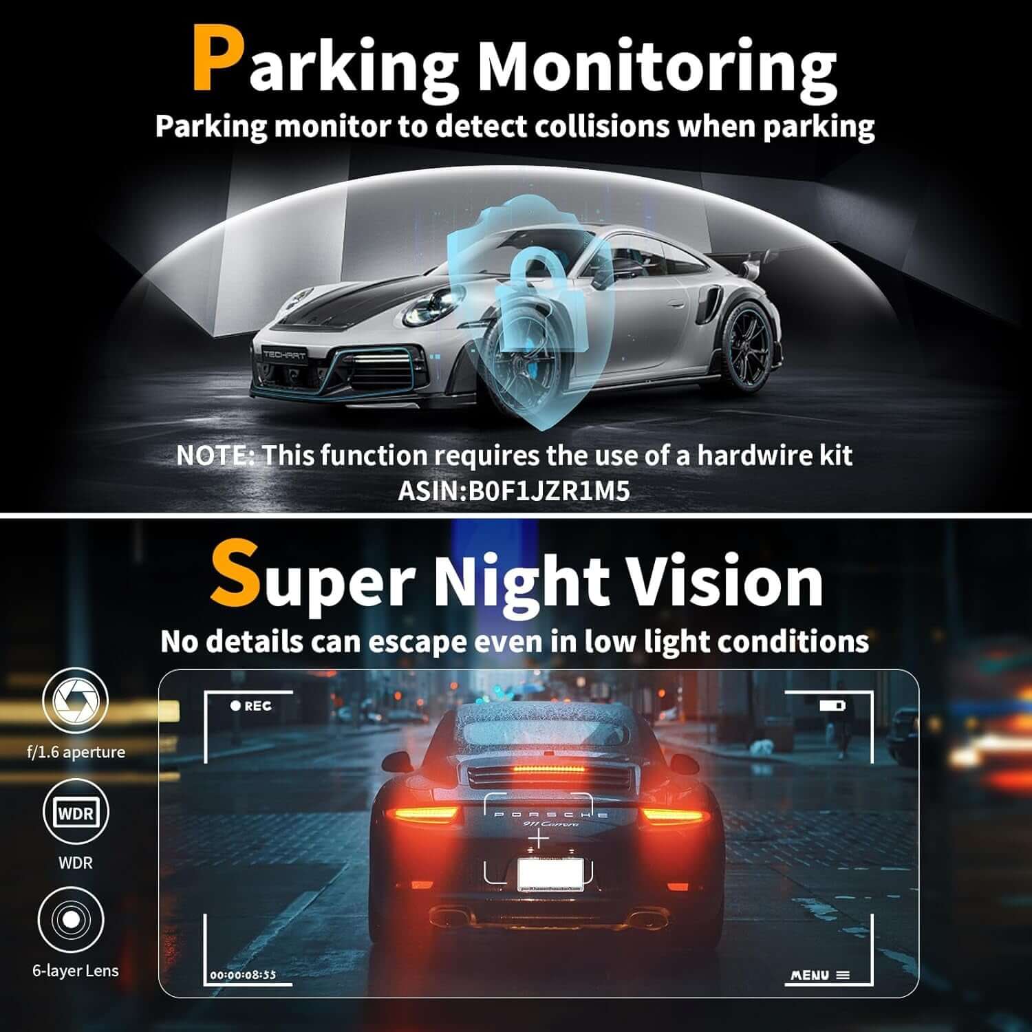 4K Dash Cam recording with 170-degree wide-angle lens