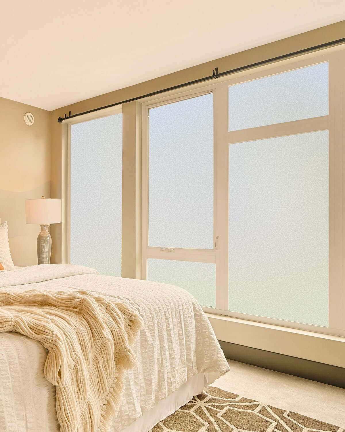 Frosted glass window privacy film – protects furniture from sun damage