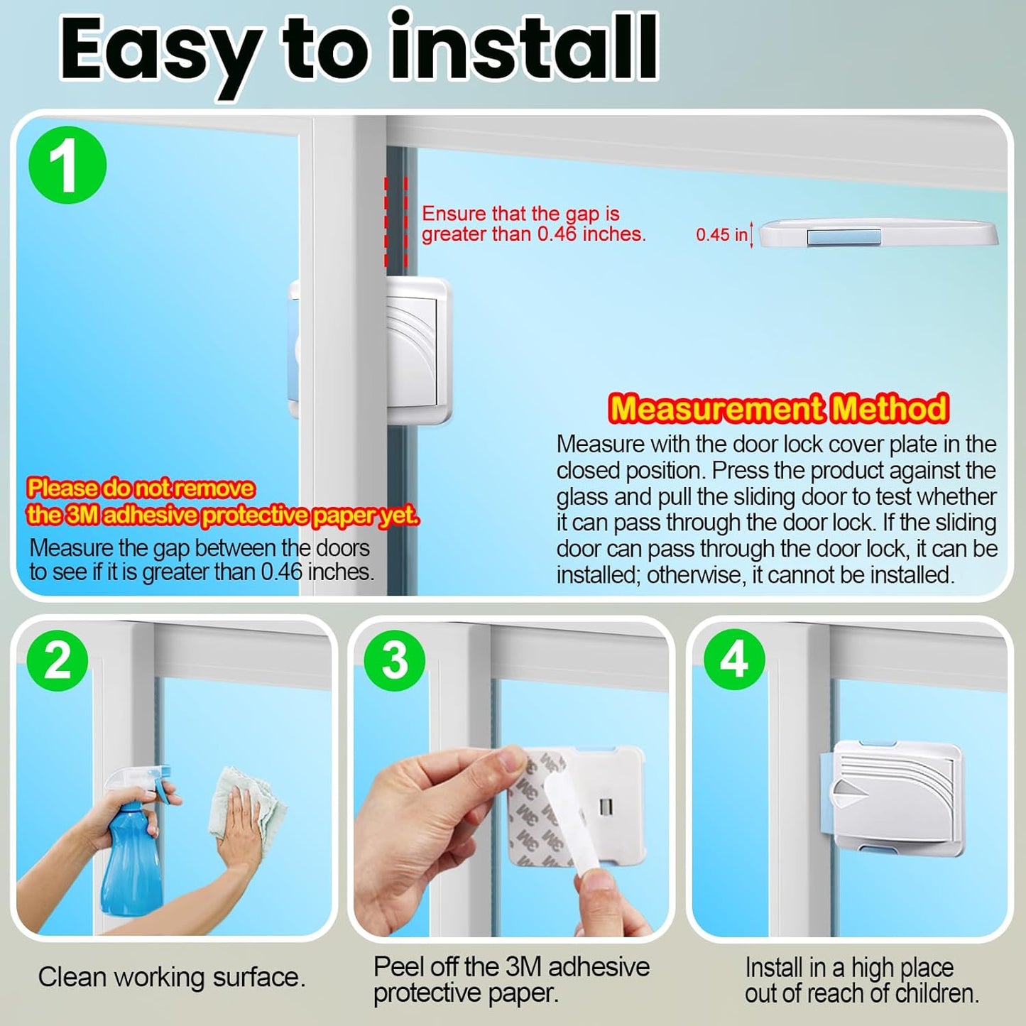 Ultimate Sliding Door Lock 2 Pack - Child Safety Solution for Sliding Doors and Windows - Easy Installation, Secure Your Home with Confidence (Blue)