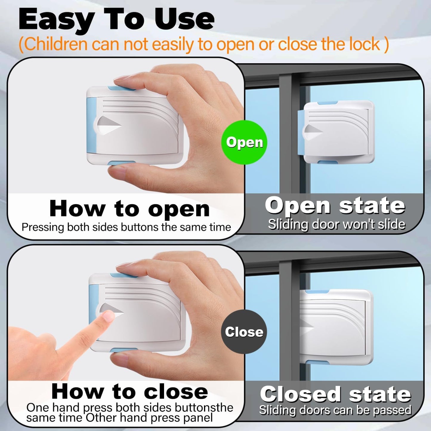 Ultimate Sliding Door Lock 2 Pack - Child Safety Solution for Sliding Doors and Windows - Easy Installation, Secure Your Home with Confidence (Blue)