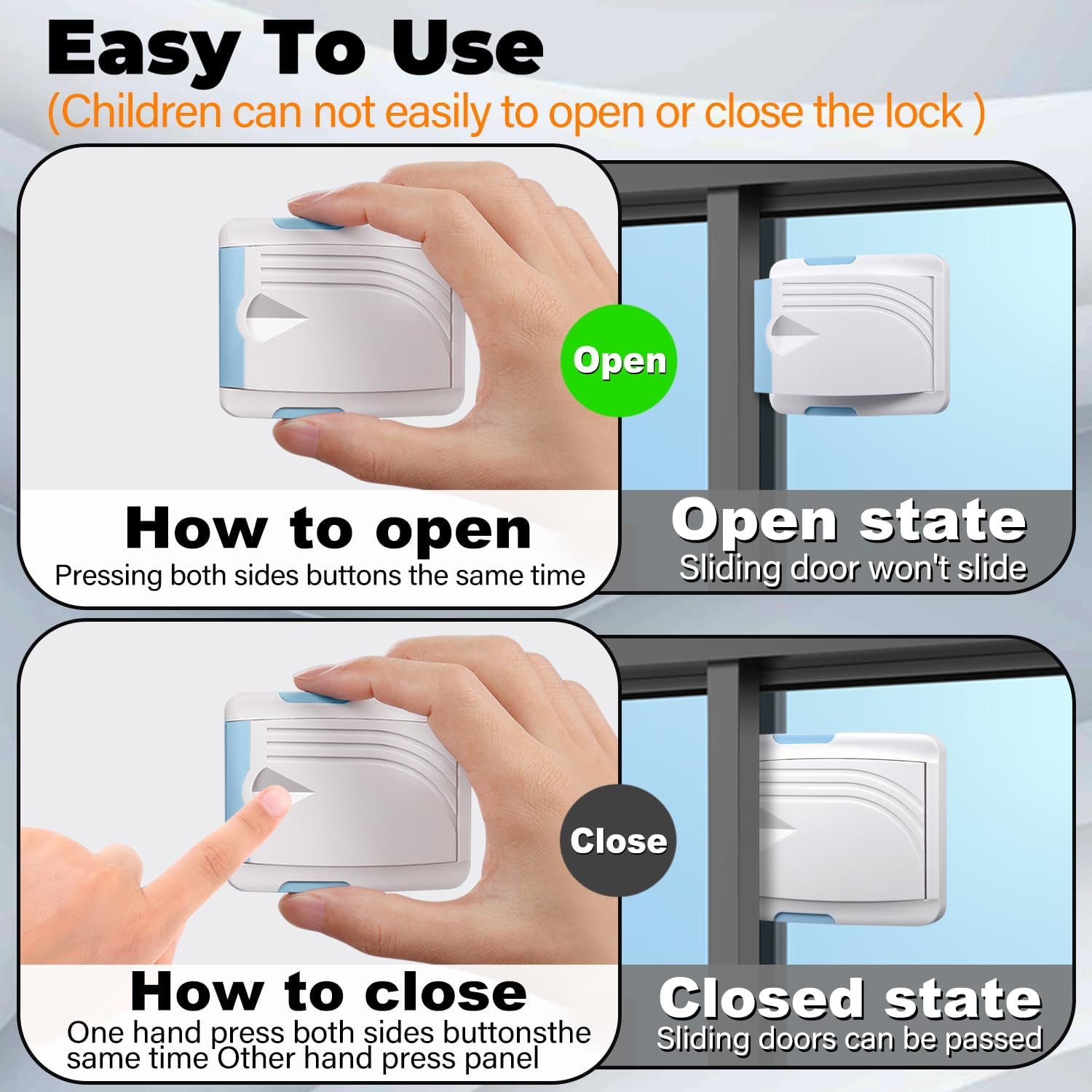 Ultimate Sliding Door Lock 2 Pack - Child Safety Solution for Sliding Doors and Windows - Easy Installation, Secure Your Home with Confidence (Blue)