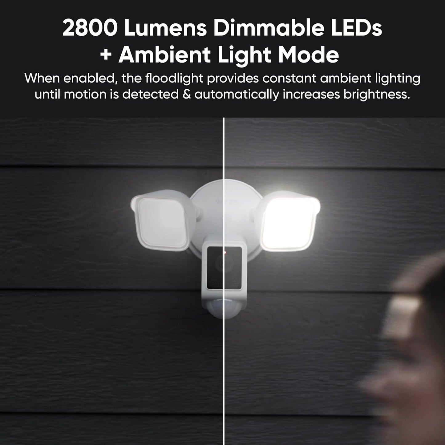 Smart floodlight security camera protecting a home's front entrance