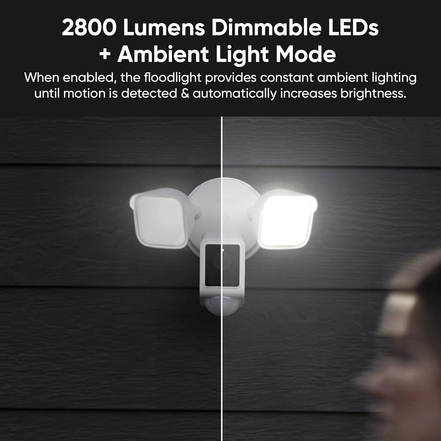 Smart floodlight security camera protecting a home's front entrance