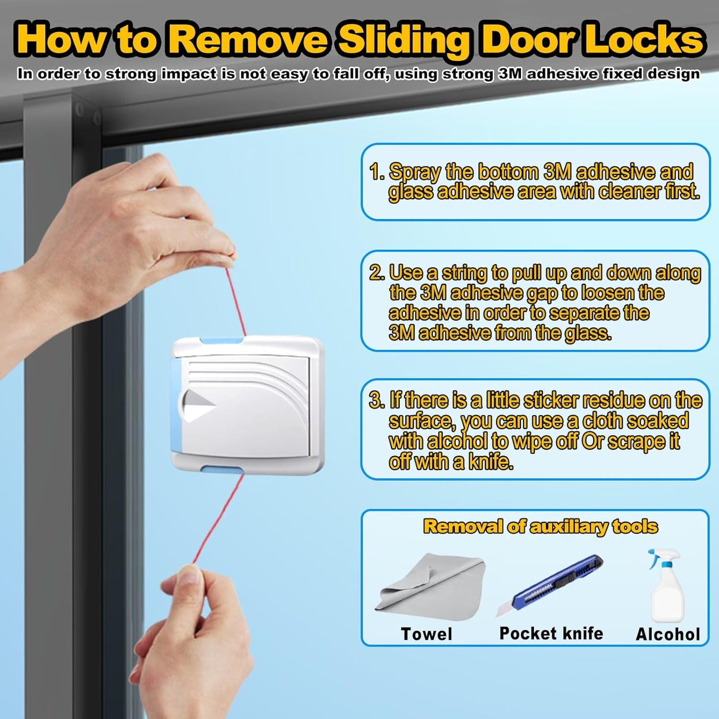 Ultimate Sliding Door Lock 2 Pack - Child Safety Solution for Sliding Doors and Windows - Easy Installation, Secure Your Home with Confidence (Blue)