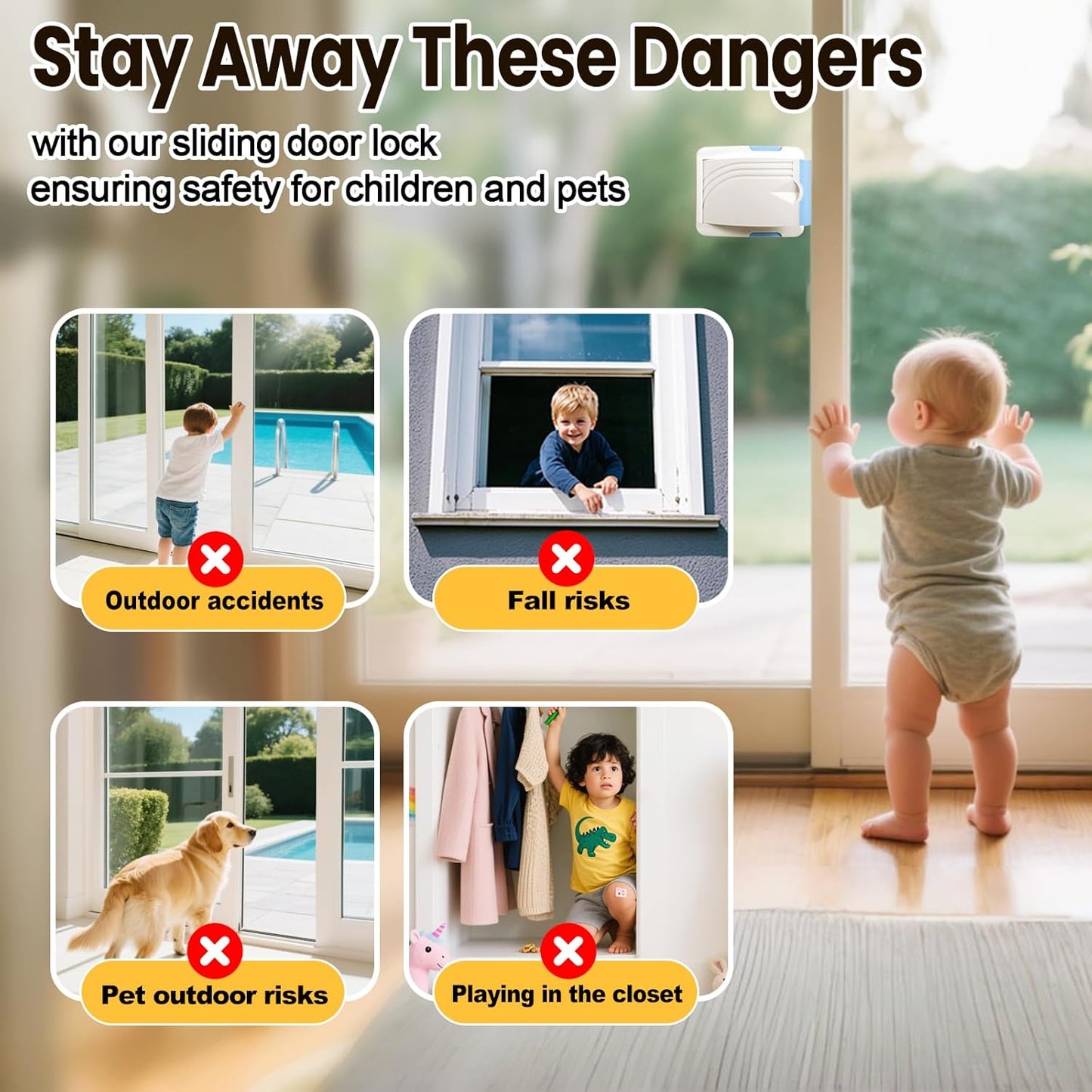 Ultimate Sliding Door Lock 2 Pack - Child Safety Solution for Sliding Doors and Windows - Easy Installation, Secure Your Home with Confidence (Blue)