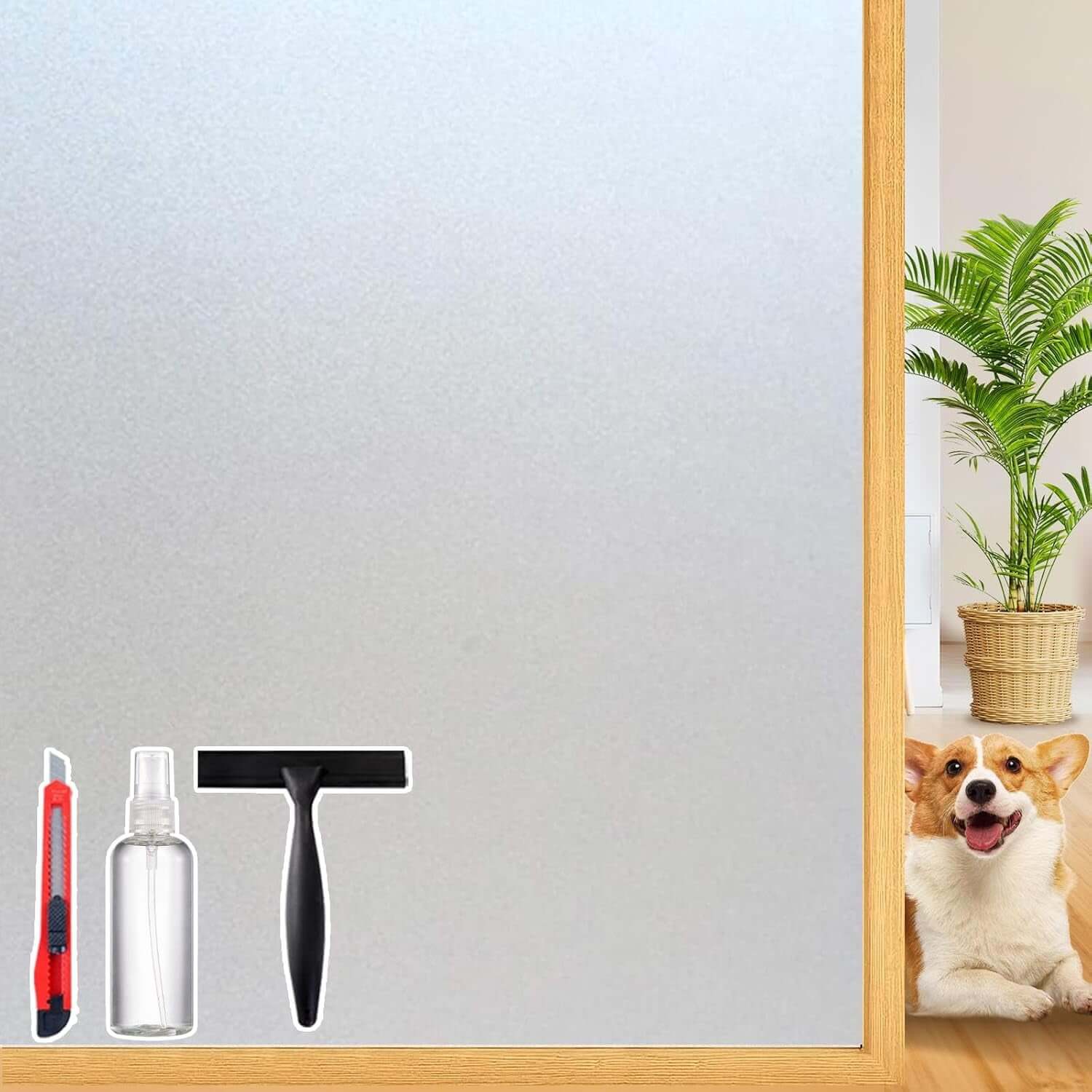 Frosted glass window privacy film – 2-way static cling for home