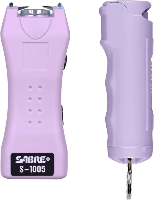 Pepper Spray Stun Gun – 2-in-1 Rechargeable in purple, compact personal safety device for everyday protection.