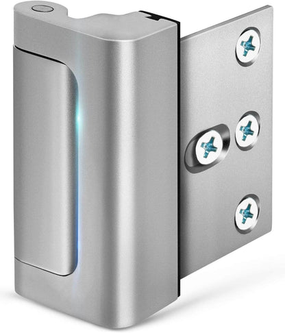 Ultimate Home Security: Childproof Door Reinforcement Lock - 800 lbs Force Resistance, Easy Installation, Includes 8 Screws (Silver)