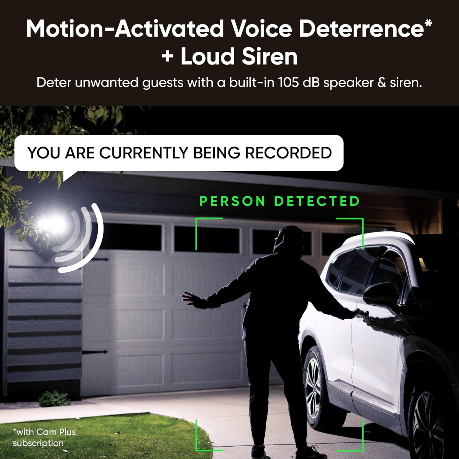 Outdoor 2K floodlight security camera monitoring a business entrance