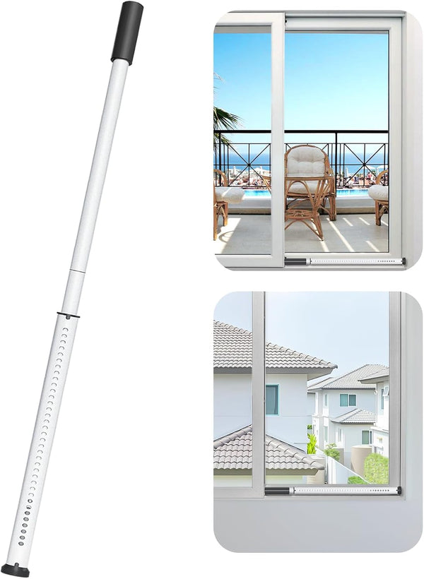 Sliding Door Security Bar,Heavy Duty Sliding Patio Door Lock Bar, 20-50Inch Adjustable Multi-Use Window Security Bars, Sliding Door Stopper,White,1Pack