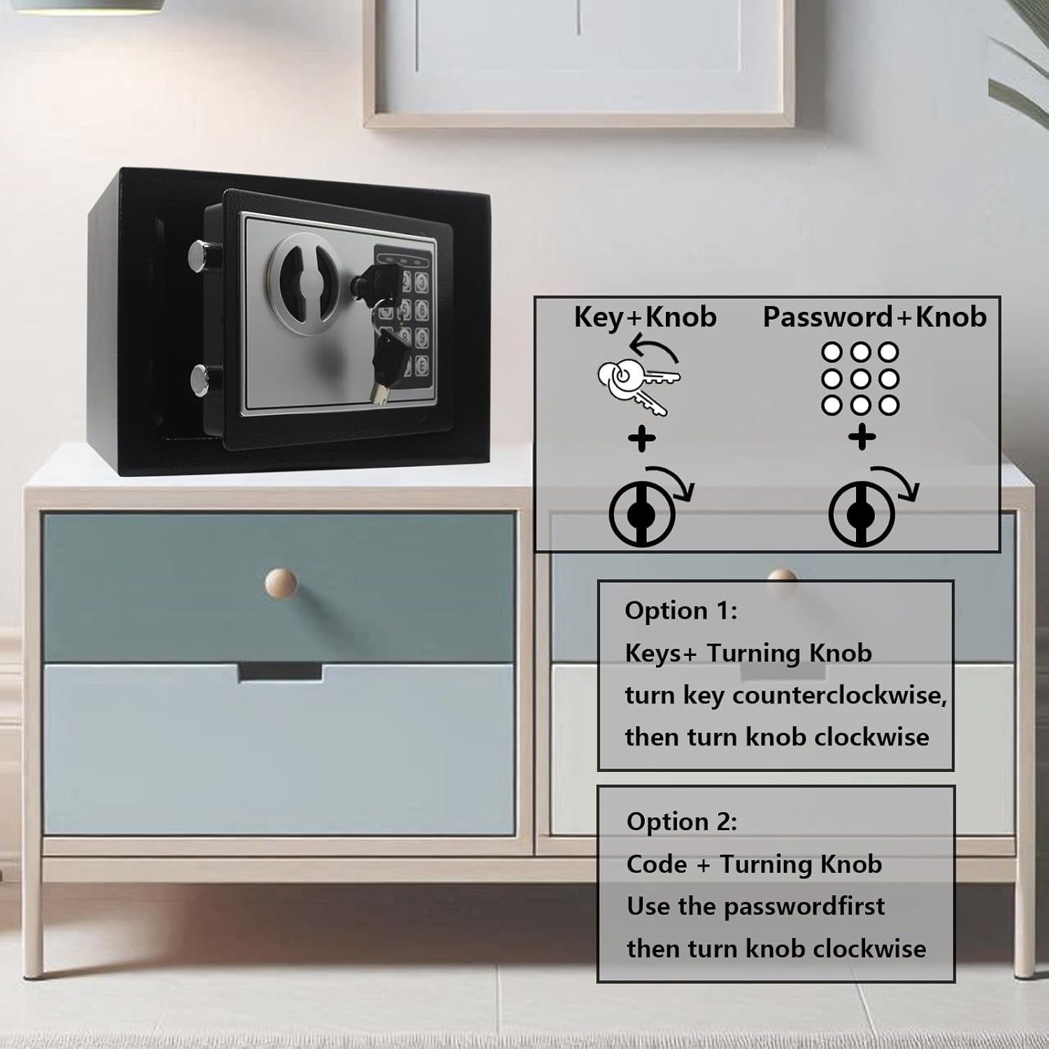 Electronic safe box for office use protecting cash documents and jewelry securely