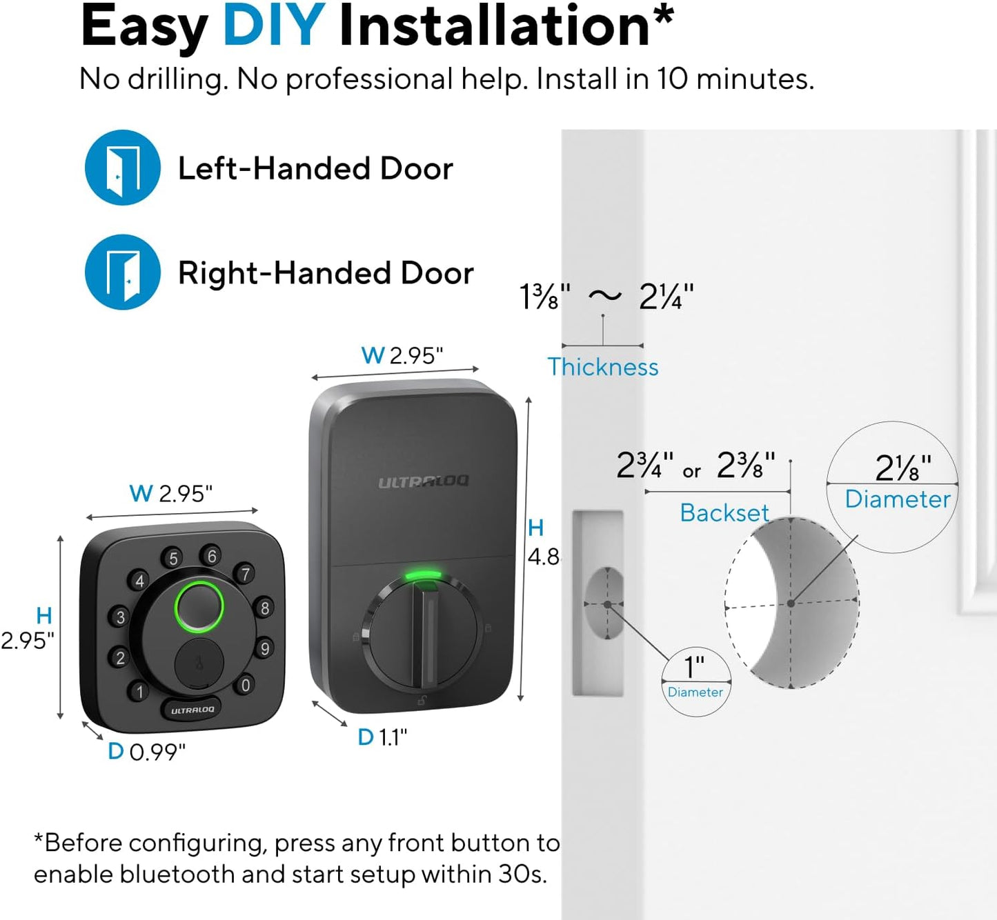 Smart door lock showing keypad and fingerprint scanner close-up view
