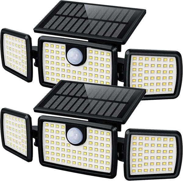Solar motion sensor lights outdoor with 2500LM brightness and wide 270° coverage for home security