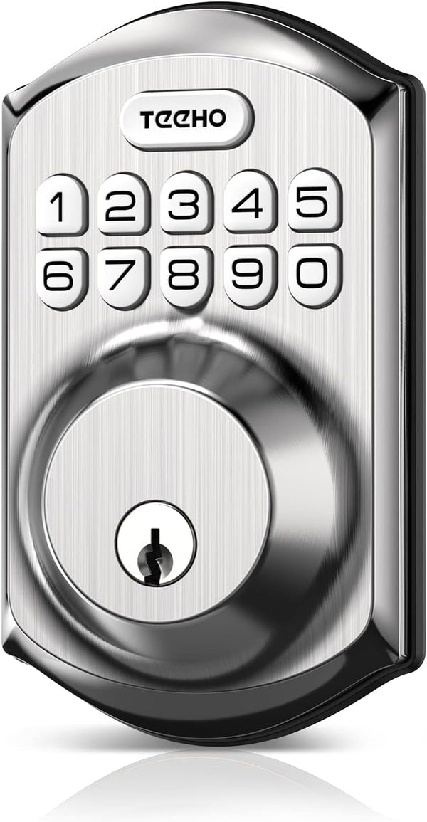 Keyless door lock keypad smart deadbolt installed on front door