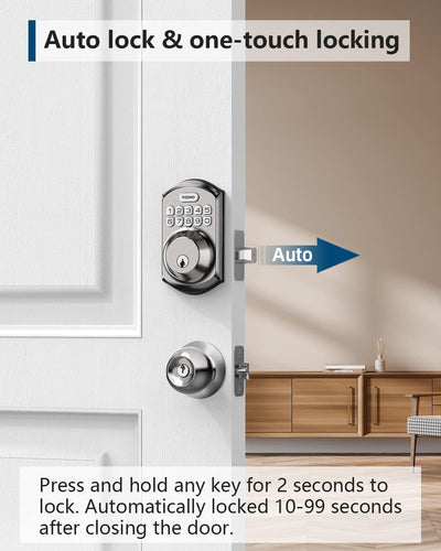Smart keyless door lock with auto lock feature for home security