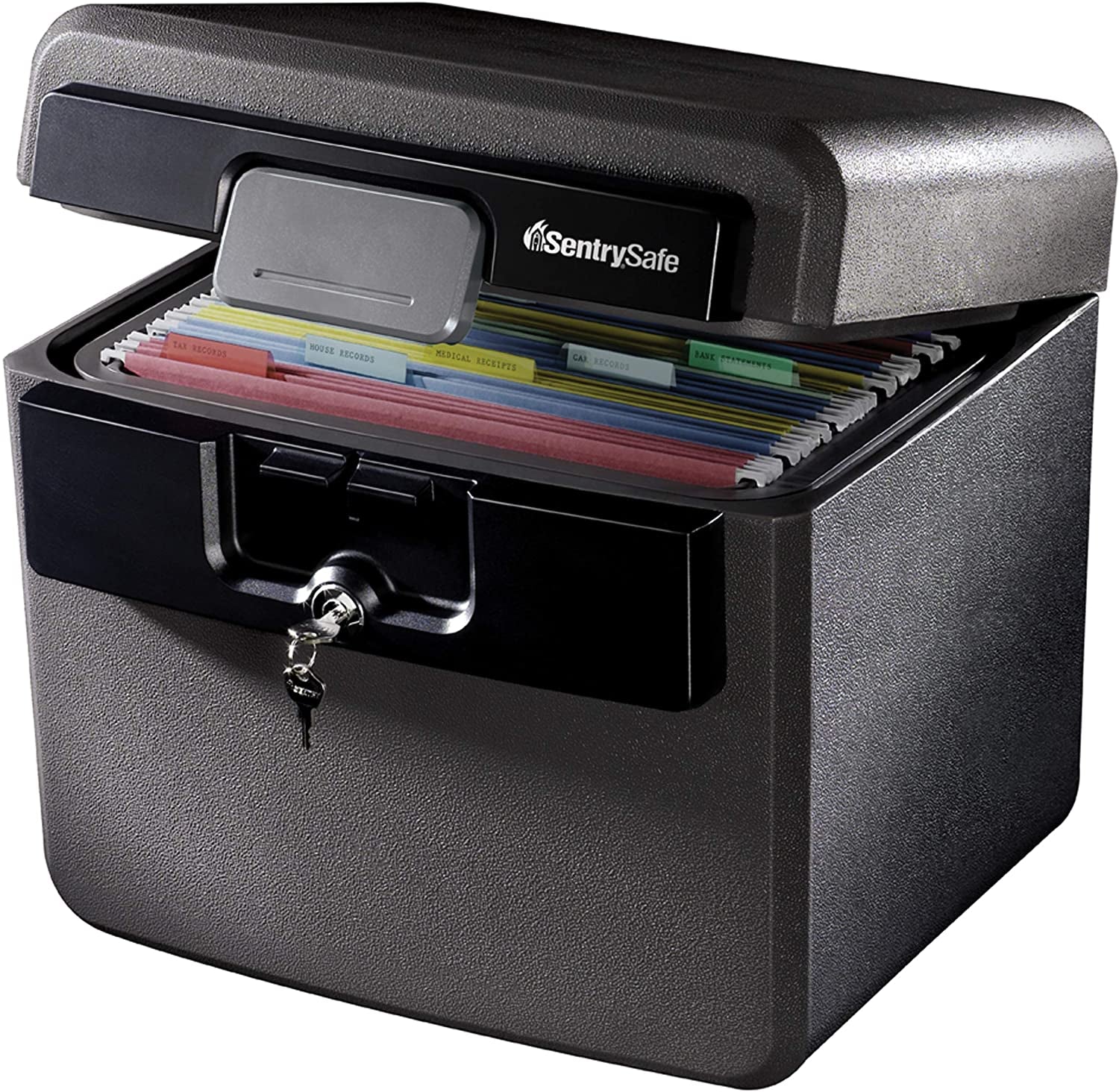 Fireproof safe box for home and office document storage with key lock security system