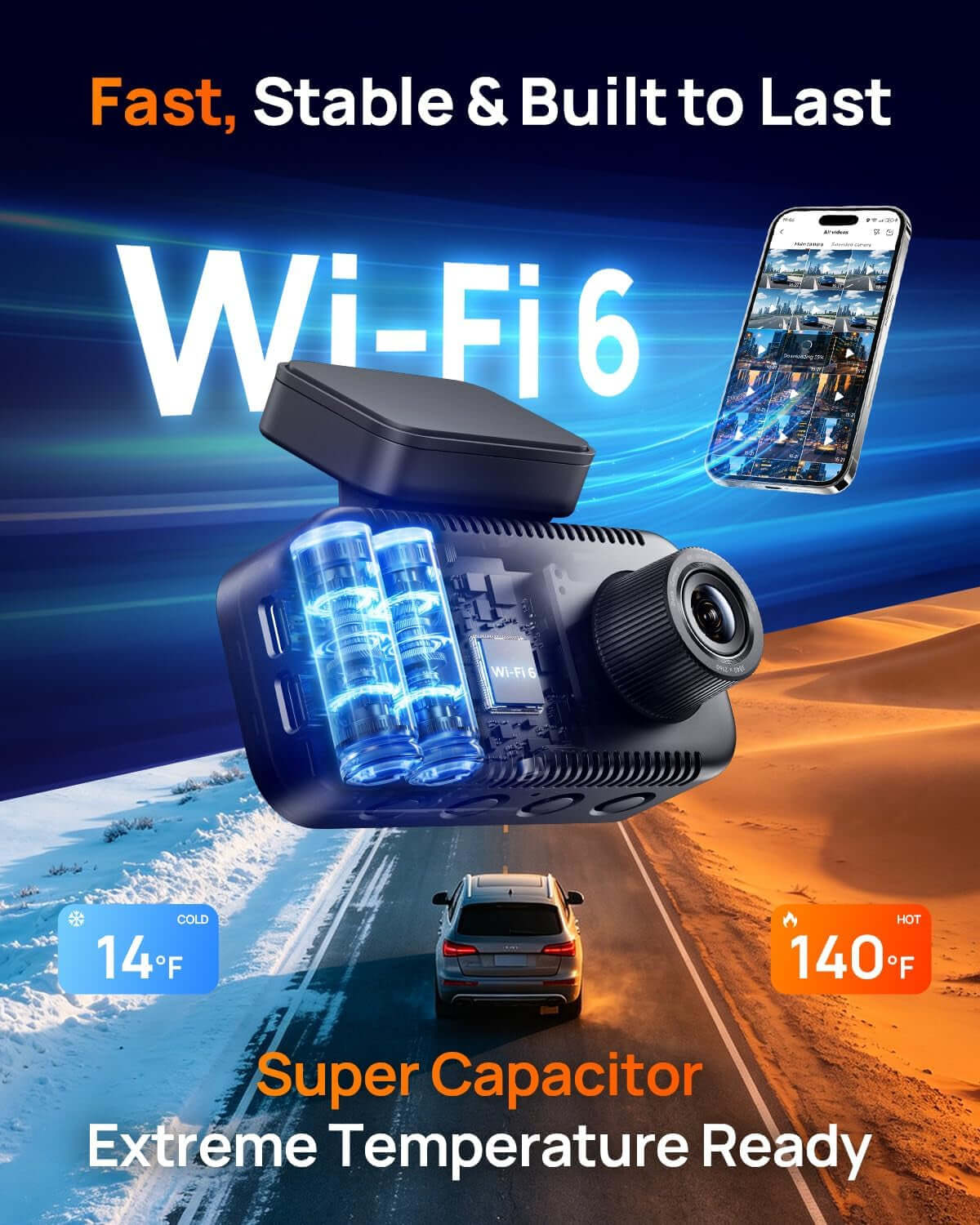 A810 Lite 4K Dash Cam Front and Rear, 5Ghz Wi-Fi 6 Dashcam, Car Camera 4G LTE Remote Access, GPS Tracking, HDR Night Vision, 24H Parking Mode, Voice Control, Emergency Lock, Loop Recording