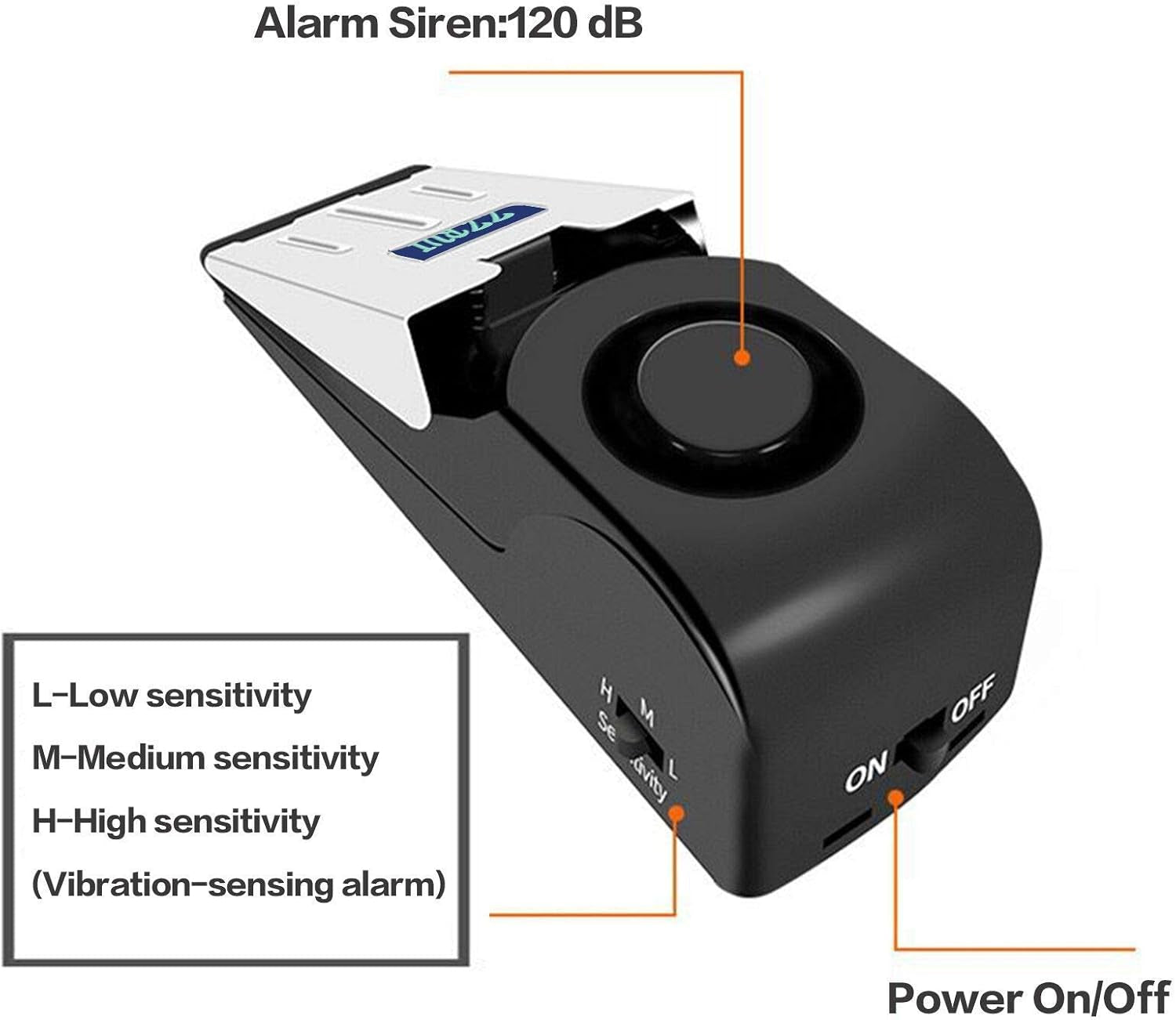 2 Pack Door Stop Alarm with 120Db Siren, Wedge Door Stopper Security Device for Travel, Apartment, Hotel, Home – Portable Anti-Theft Floor Alarm for Entry Alert & Self Defense, Black