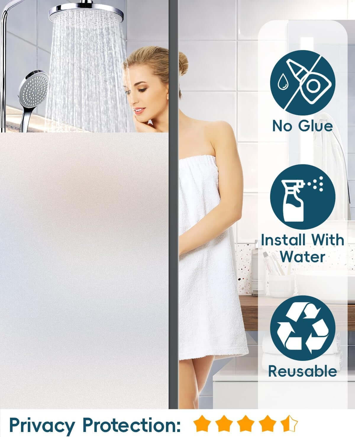 Frosted glass window privacy film – easy DIY installation with tools included