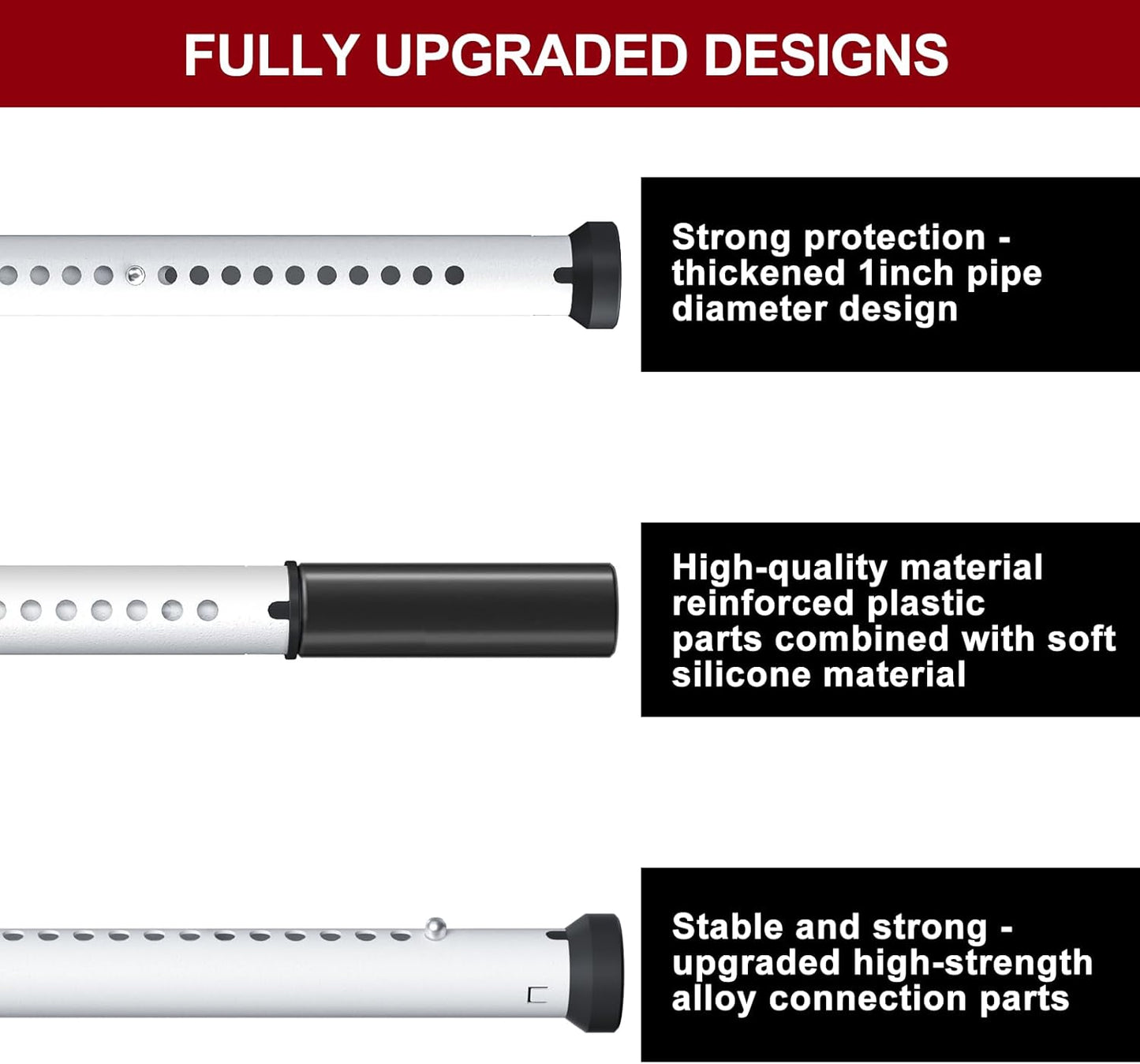 Sliding Door Security Bar,Heavy Duty Sliding Patio Door Lock Bar, 20-50Inch Adjustable Multi-Use Window Security Bars, Sliding Door Stopper,White,1Pack
