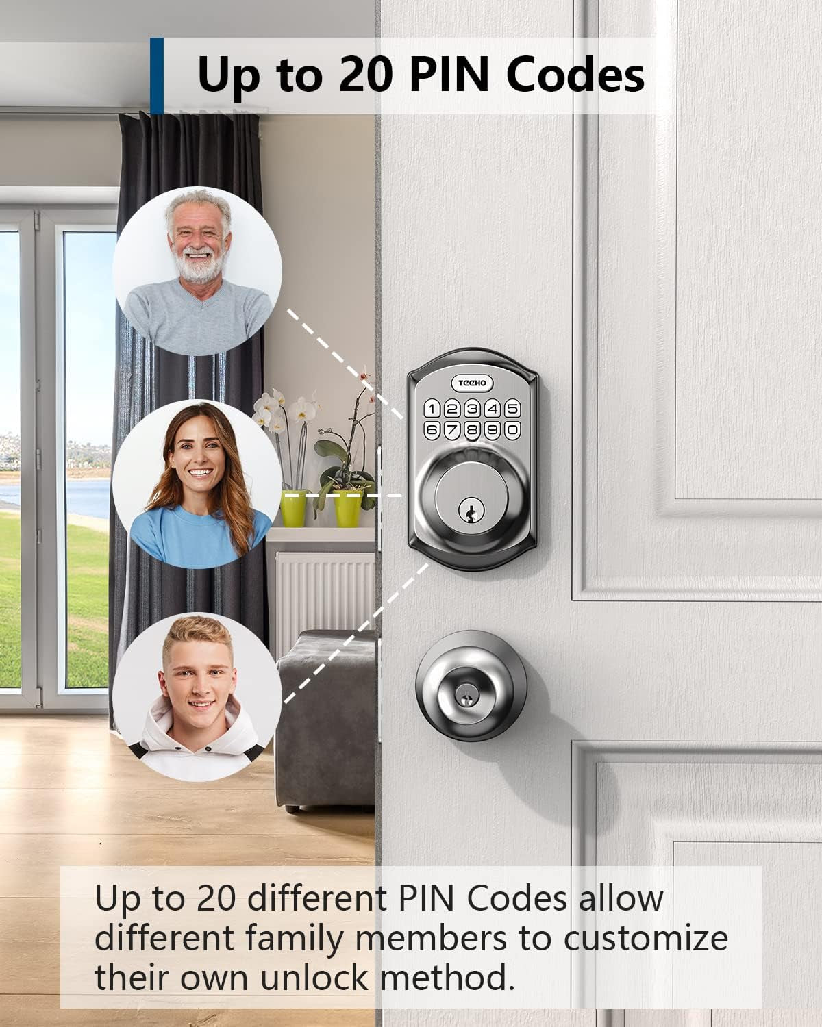 Keyless door lock satin nickel finish with keypad entry system