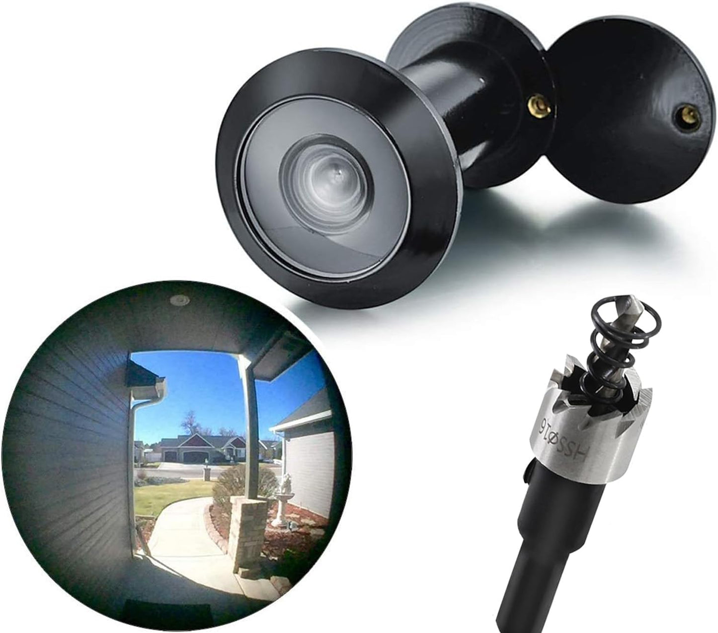 220-Degree Solid Brass Peep Holes for Door with 16Mm Drill Bit, 0.63 Inch Door Peephole with Privacy, Compatible with Door Thick from 1-3/8" to 2-1/6", Matte Black Finish
