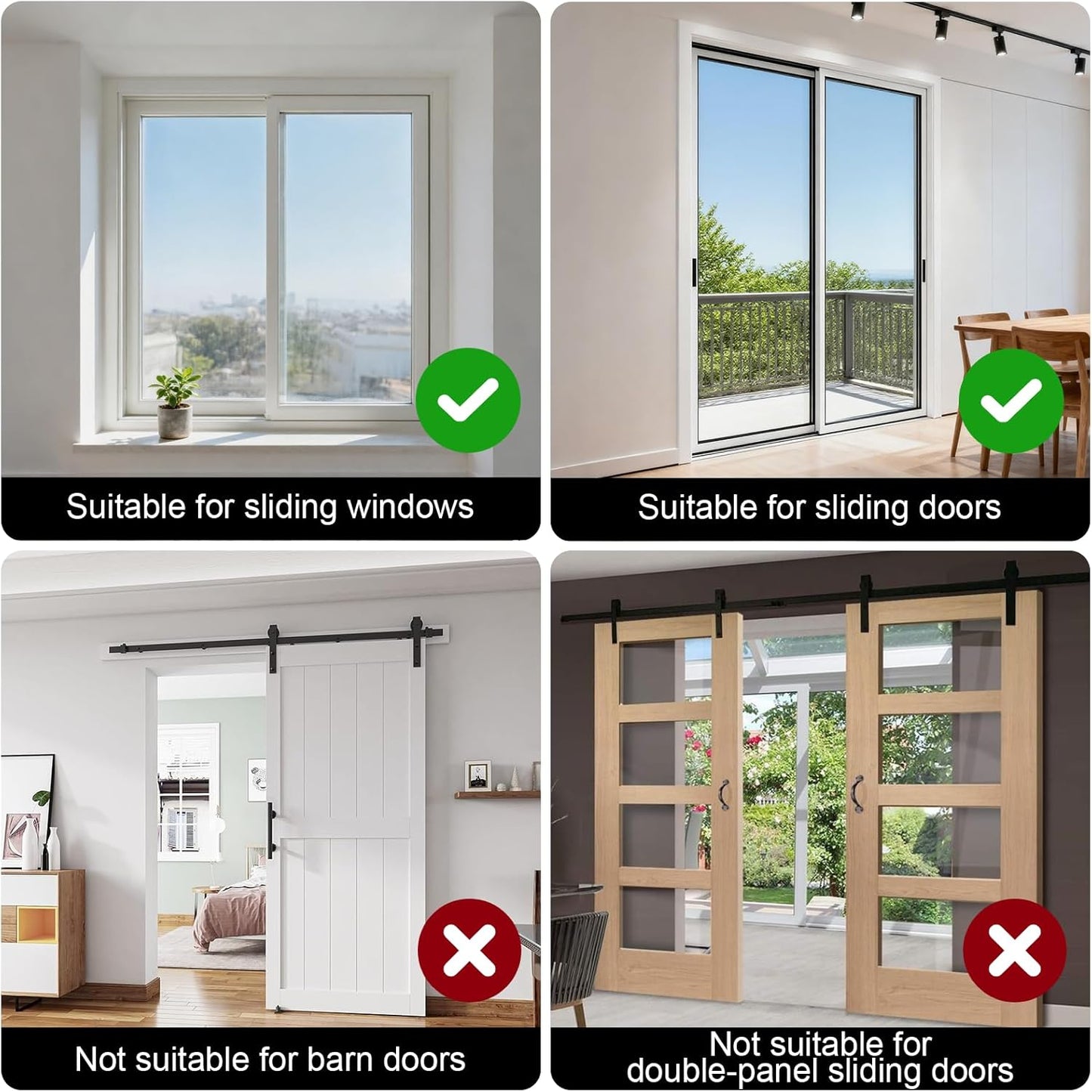 Sliding Door Security Bar,Heavy Duty Sliding Patio Door Lock Bar, 20-50Inch Adjustable Multi-Use Window Security Bars, Sliding Door Stopper,White,1Pack